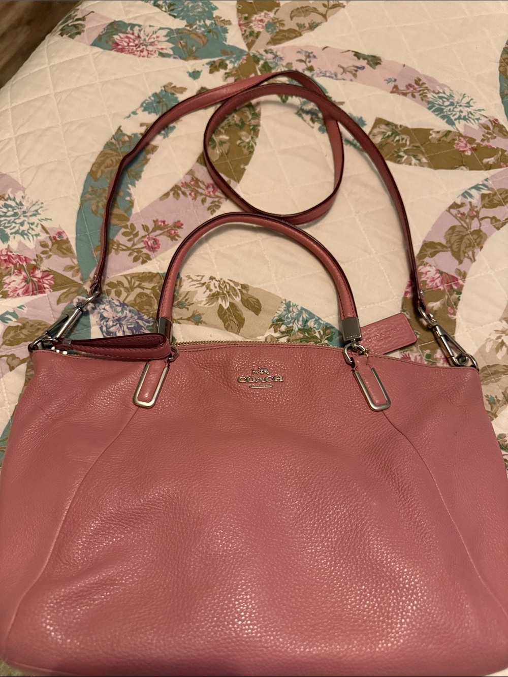 Coach Pink Mauve Leather Crossbody Tote